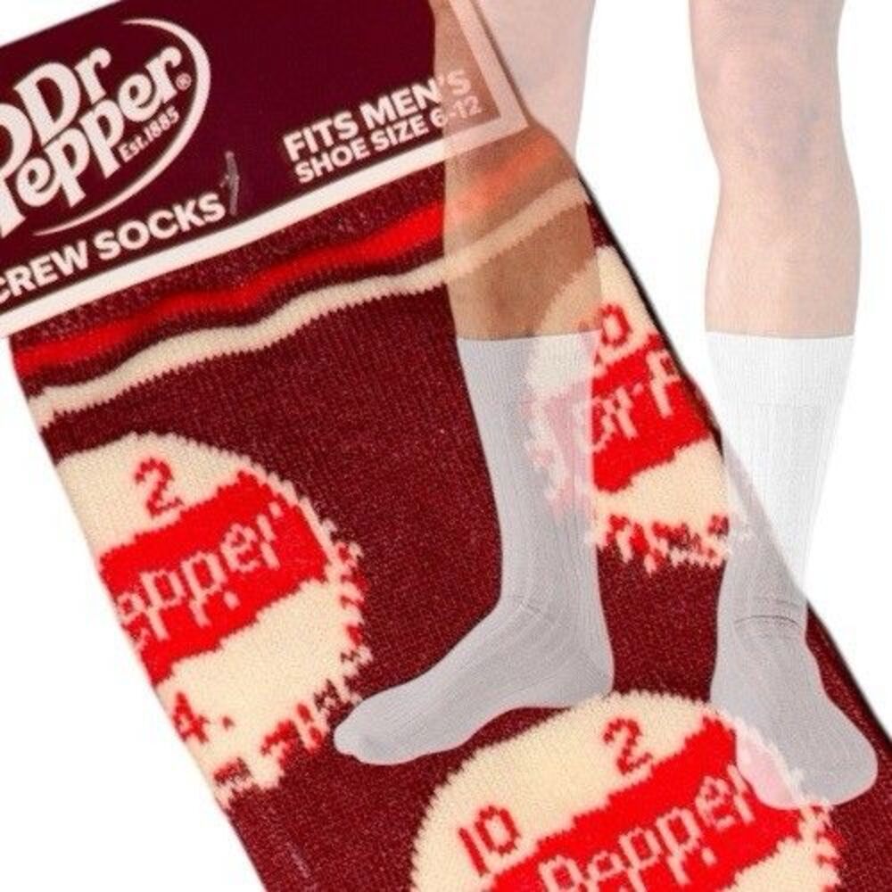 Dr Pepper Soda Odd Sox Crazy Socks Mens Size 6-12 Crew Novelty Gift Funny Women